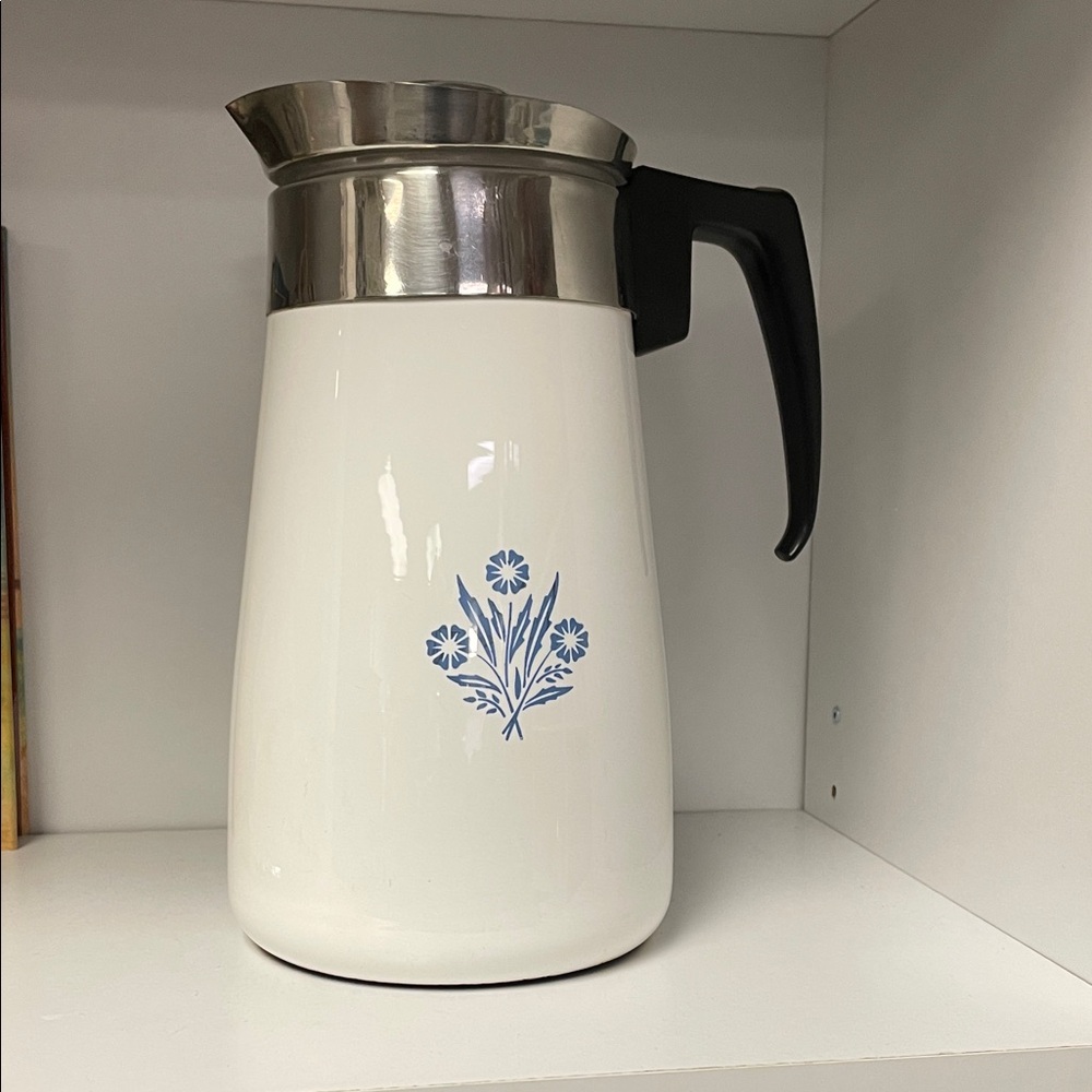 Corningware White and Blue Floral Coffee Carafe
